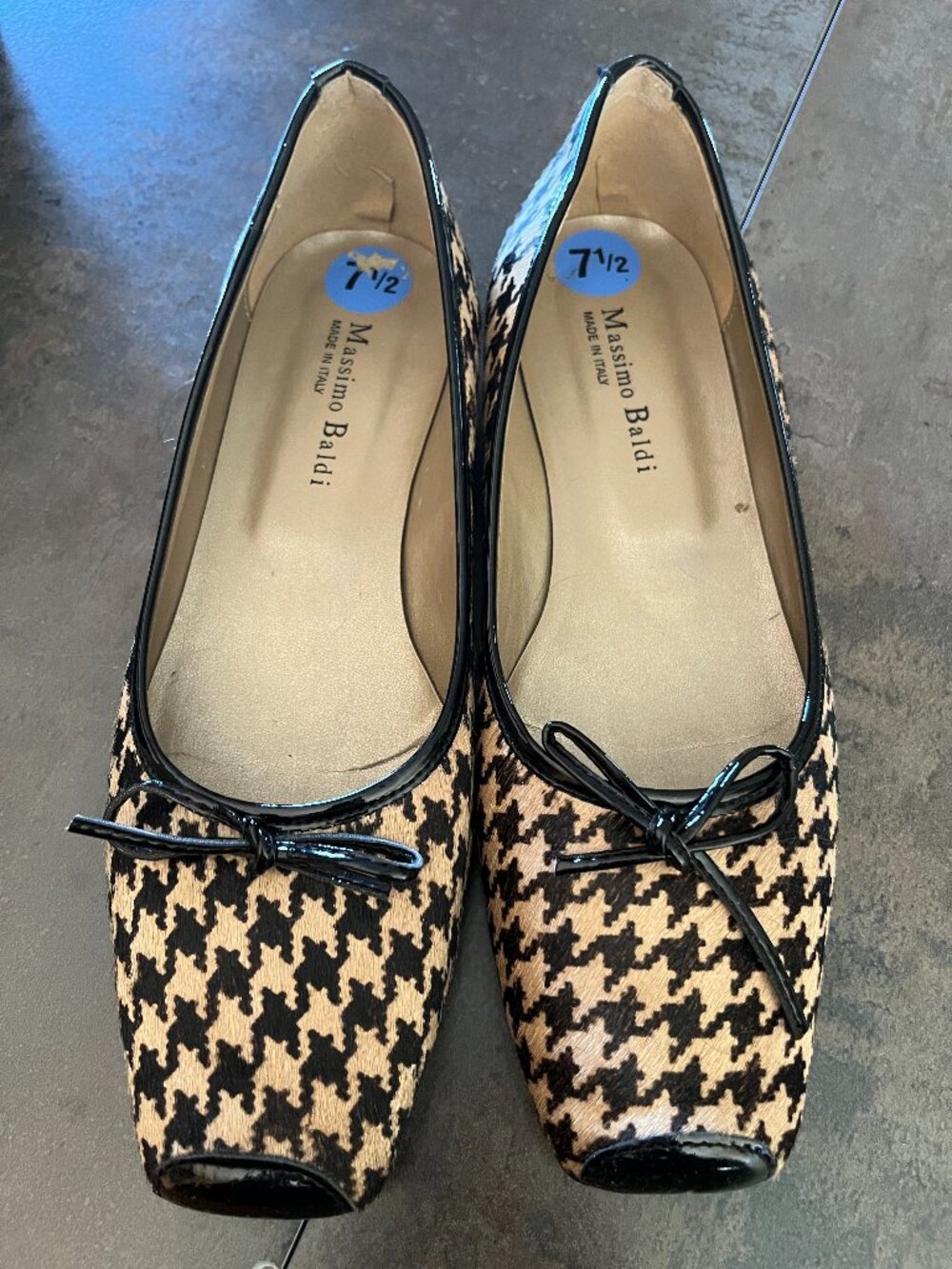 Massimo Baldi Pony Hair Houndstooth Flats